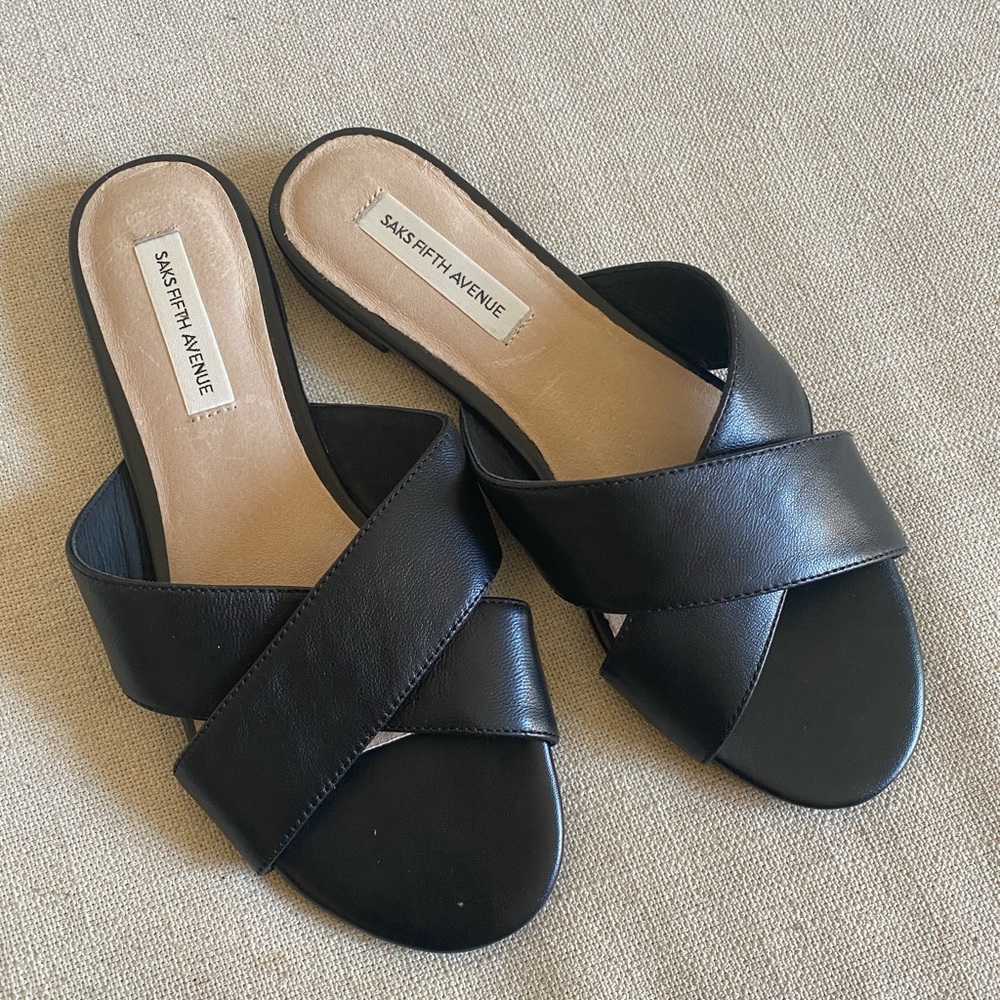 Black leather sandals